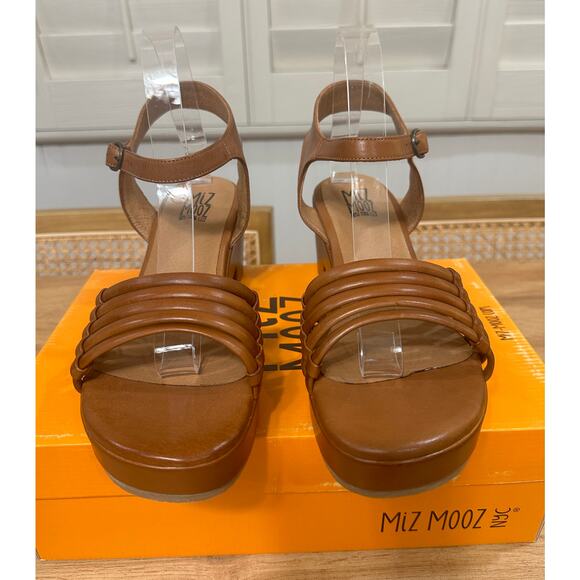 Miz Mooz NYC Graciela Heel Sandal Brandy Leather Sz 9.5/10 US 41 EU NIB Vacation - Picture 5 of 14